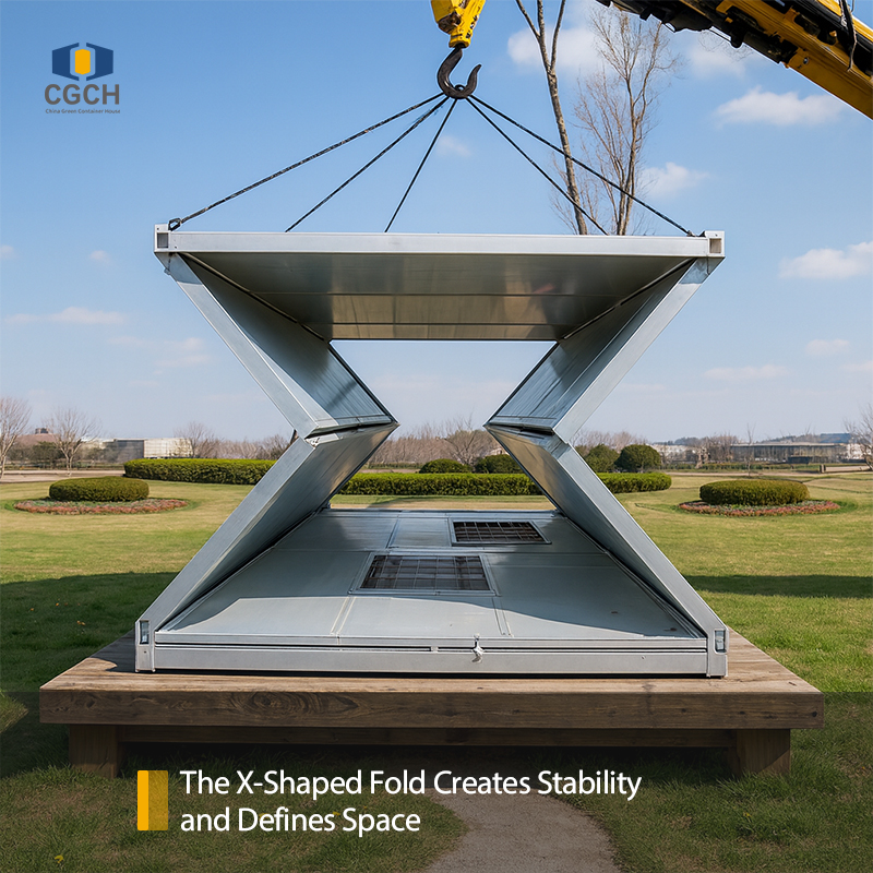 X-Folding container house | Stable Space, Folding Future